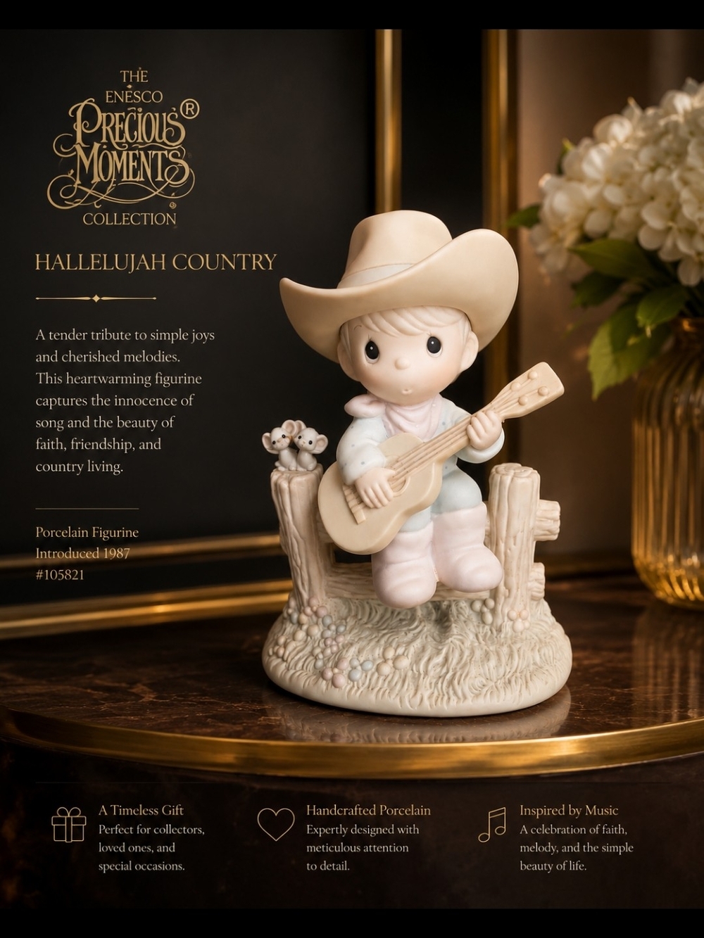 Precious Moments Pastel Cowboy Figurine.
